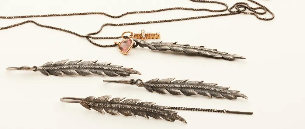 FEATHER RINGS - oxidized silver