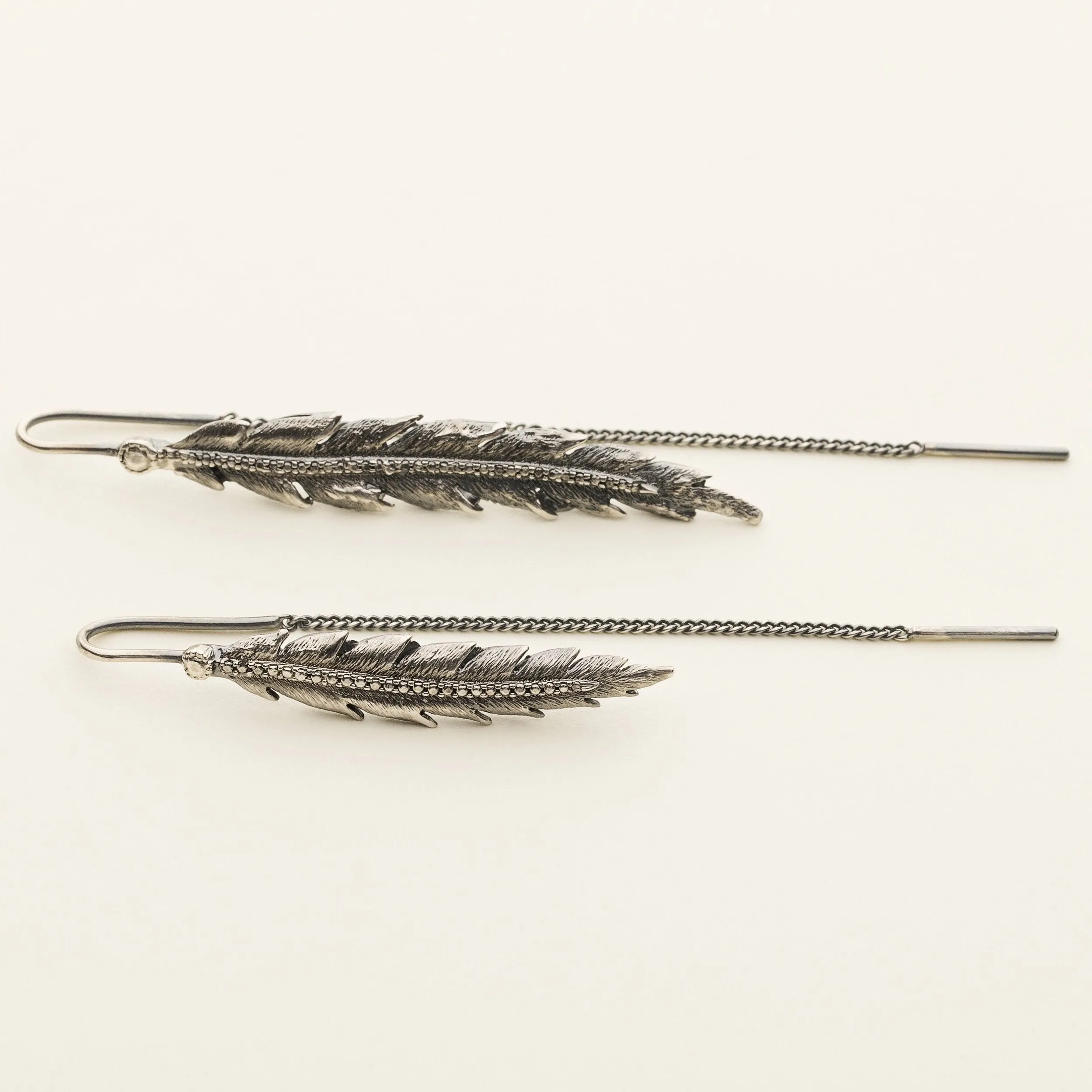 FEATHER RINGS - oxidized silver