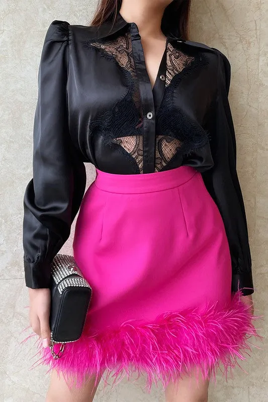 Feather Skirt - Pink