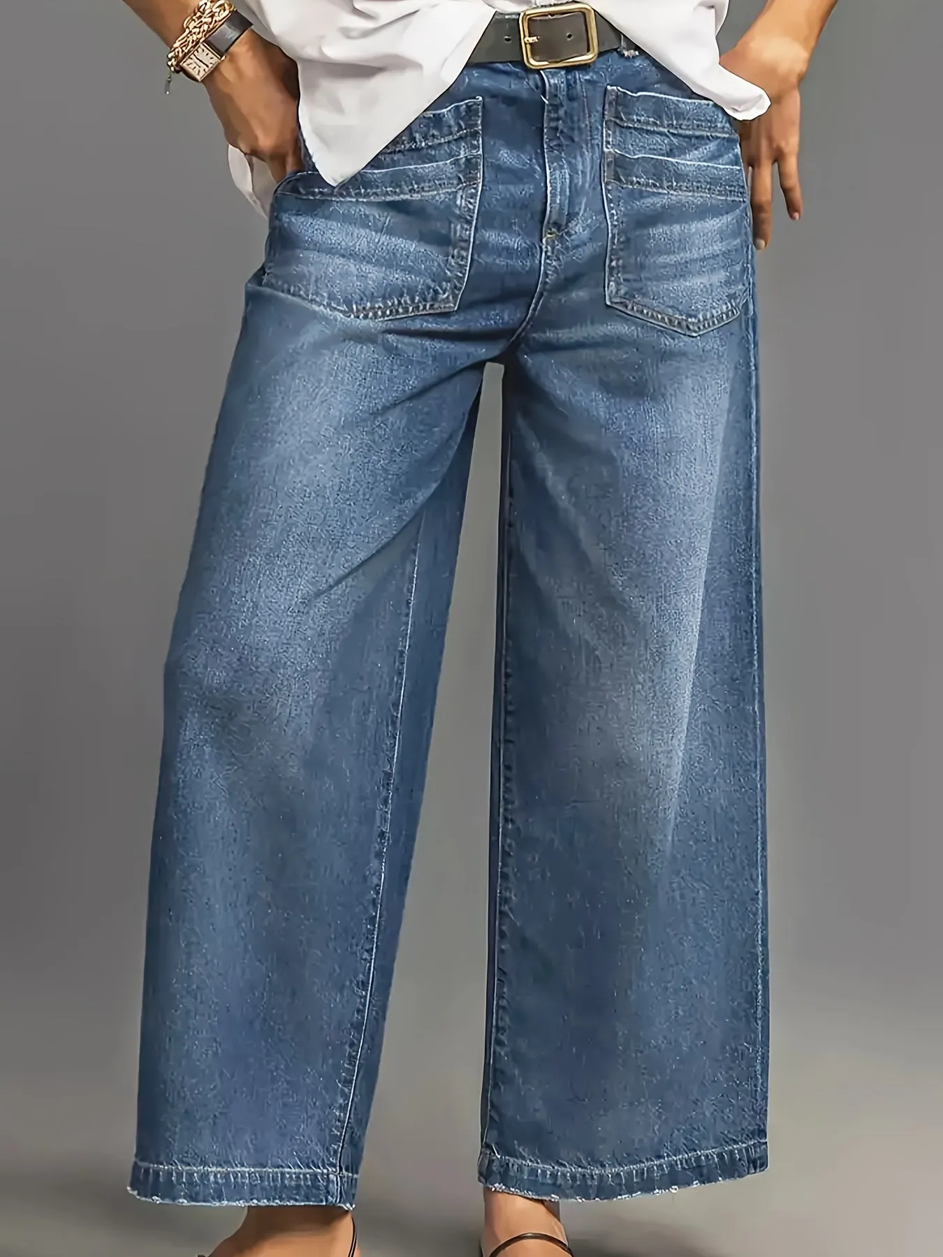 Femke - Vintage Mid-Rise Wijde Pijpen Jeans Voor Vrouwen