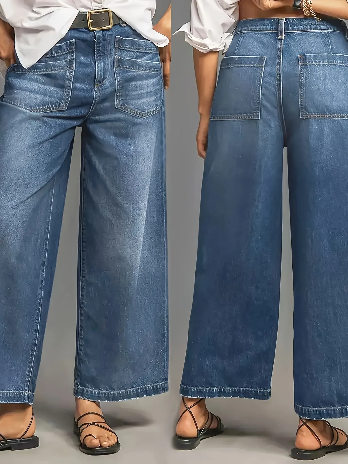 Femke - Vintage Mid-Rise Wijde Pijpen Jeans Voor Vrouwen