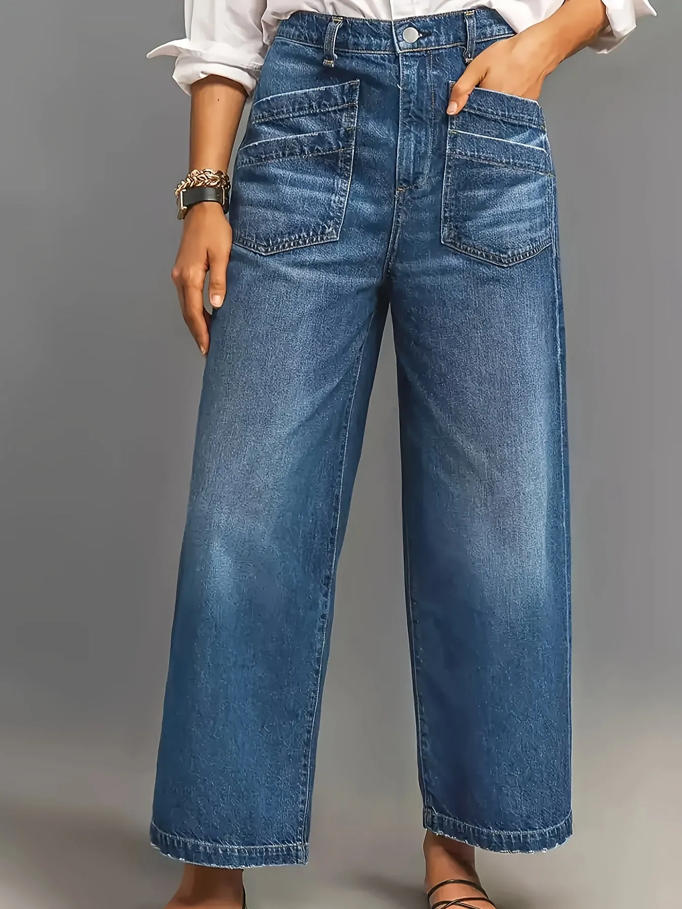 Femke - Vintage Mid-Rise Wijde Pijpen Jeans Voor Vrouwen