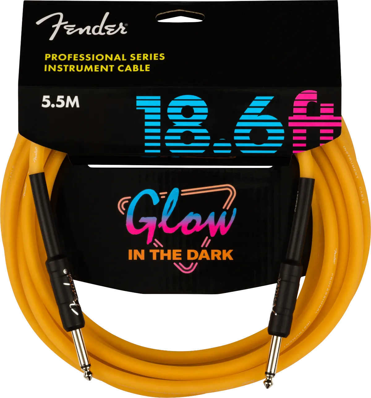 Fender Professional Glow in the Dark Cable, Orange, 18.6"