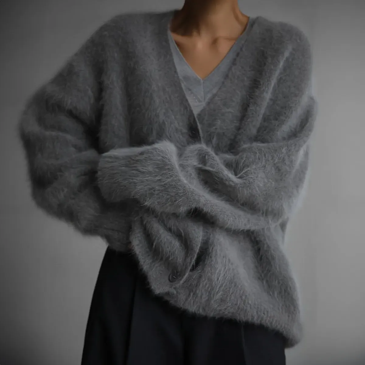Fionie - Plush Buttoned Cardigan