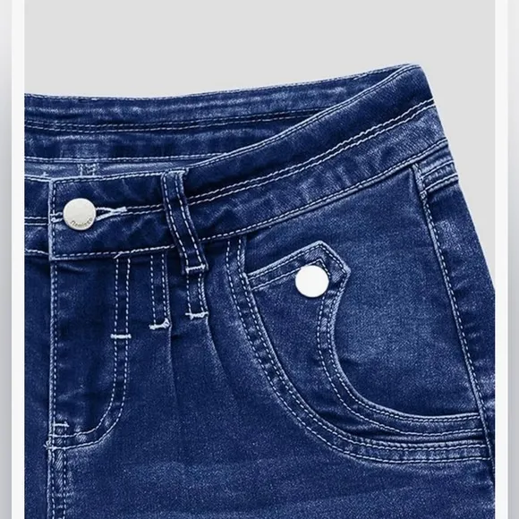Flamingals Low Rise Straight wide Leg Baggy Jeans Stretch Boyfriend Butterfly