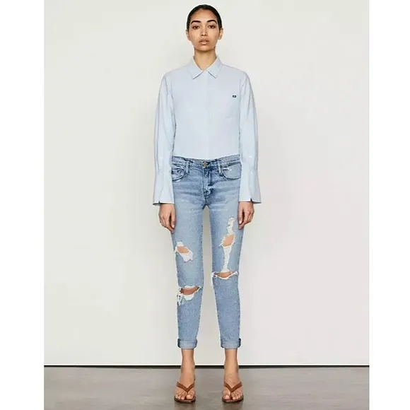 Frame Le Garcon Mid Rise Beldon Rips Distressed Jeans