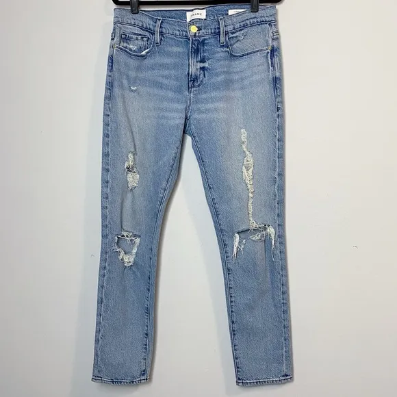 Frame Le Garcon Mid Rise Beldon Rips Distressed Jeans