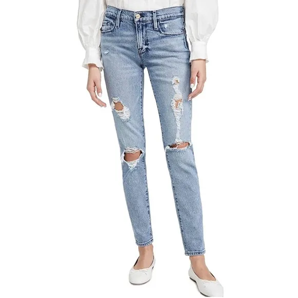 Frame Le Garcon Mid Rise Beldon Rips Distressed Jeans