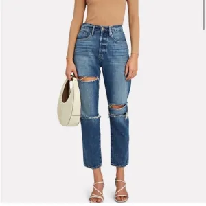 FRAME Le Original Straight-Leg High Rise Distressed Cutoff Cropped Jeans Size 30