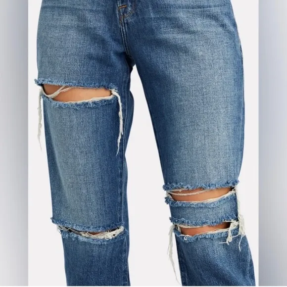 FRAME Le Original Straight-Leg High Rise Distressed Cutoff Cropped Jeans Size 30