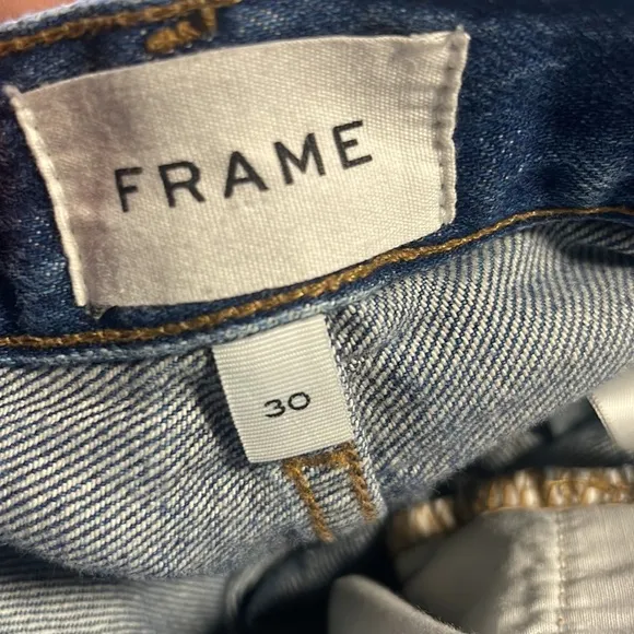 FRAME Le Original Straight-Leg High Rise Distressed Cutoff Cropped Jeans Size 30
