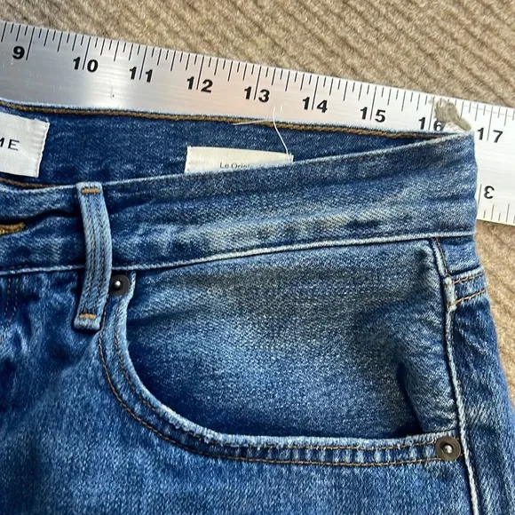 FRAME Le Original Straight-Leg High Rise Distressed Cutoff Cropped Jeans Size 30