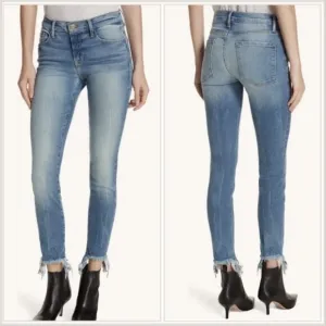 Frame Le Skinny de Jeanne Fray Hem Stiletto Jeans Dupont Wash Skinny Size 29 EUC