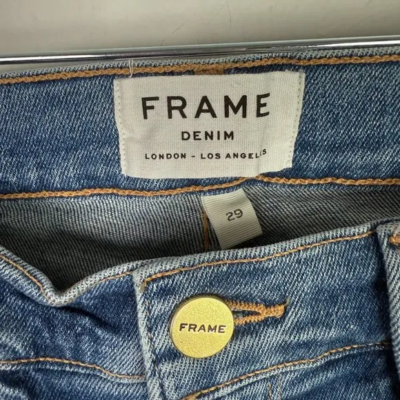 Frame Le Skinny de Jeanne Fray Hem Stiletto Jeans Dupont Wash Skinny Size 29 EUC