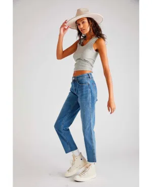 Free People CRVY Vintage Jean in Indigo Blue