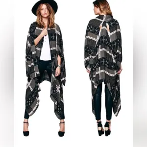 Free People Kiss The Sky Butterfly Kimono Duster Black and White Size XS/S