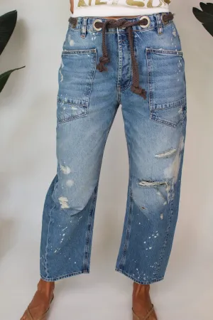 Free People Moxie Low Slung Pull On Barrel Jean