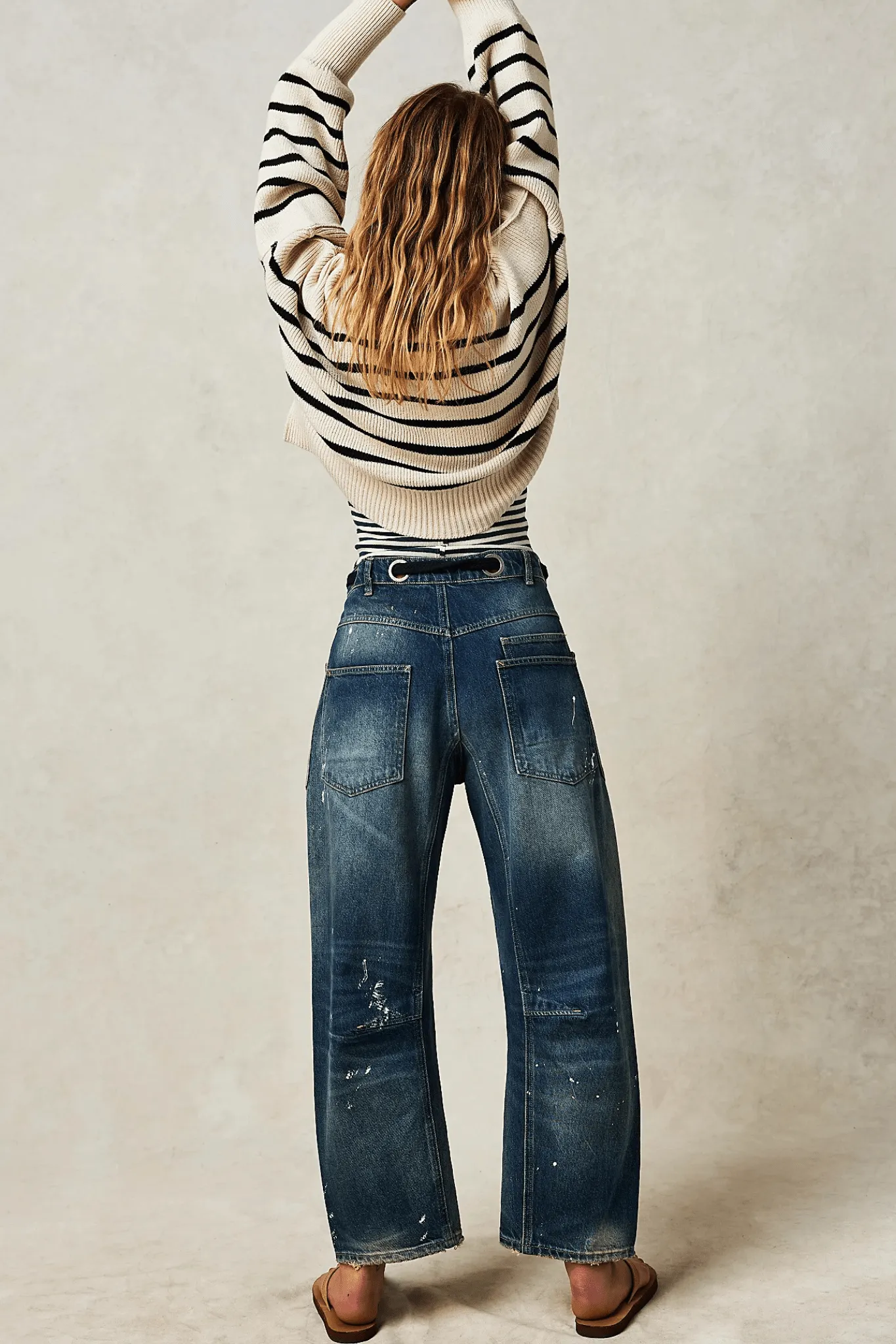 Free People: Moxie Low Slung Pull On Barrel Jean