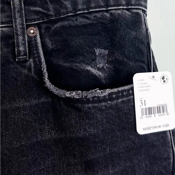 Free People - NWT Tapered Distressed Boyfriend Jeans, Obsidian Black, Size 31