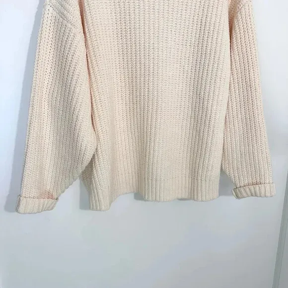 Free People Swim Too Deep Oversized Sweater | Cream White Tea | SZ XS