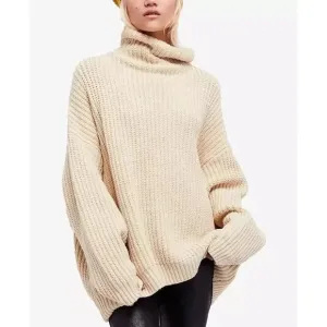 Free People Swim Too Deep Oversized Sweater | Cream White Tea | SZ XS