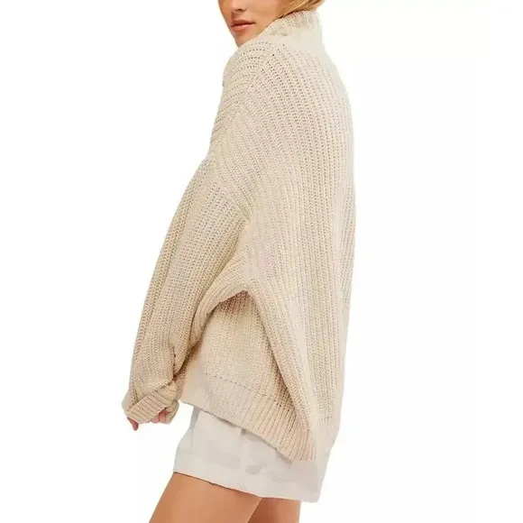 Free People Swim Too Deep Oversized Sweater | Cream White Tea | SZ XS