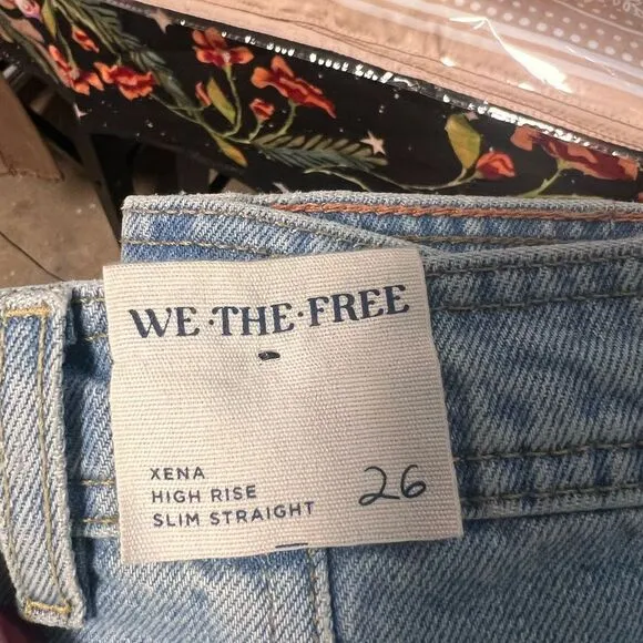 Free People We the Free Xena Slim Straight Jeans Union Blue