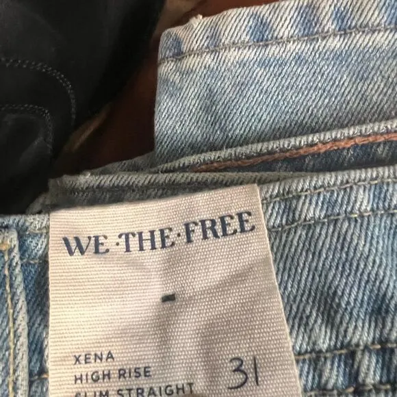 Free People We the Free Xena Slim Straight Jeans Union Blue