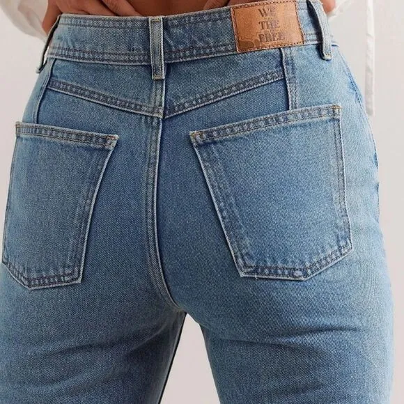 Free People We the Free Xena Slim Straight Jeans Union Blue