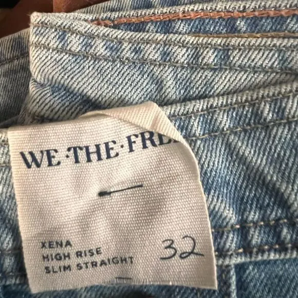 Free People We the Free Xena Slim Straight Jeans Union Blue
