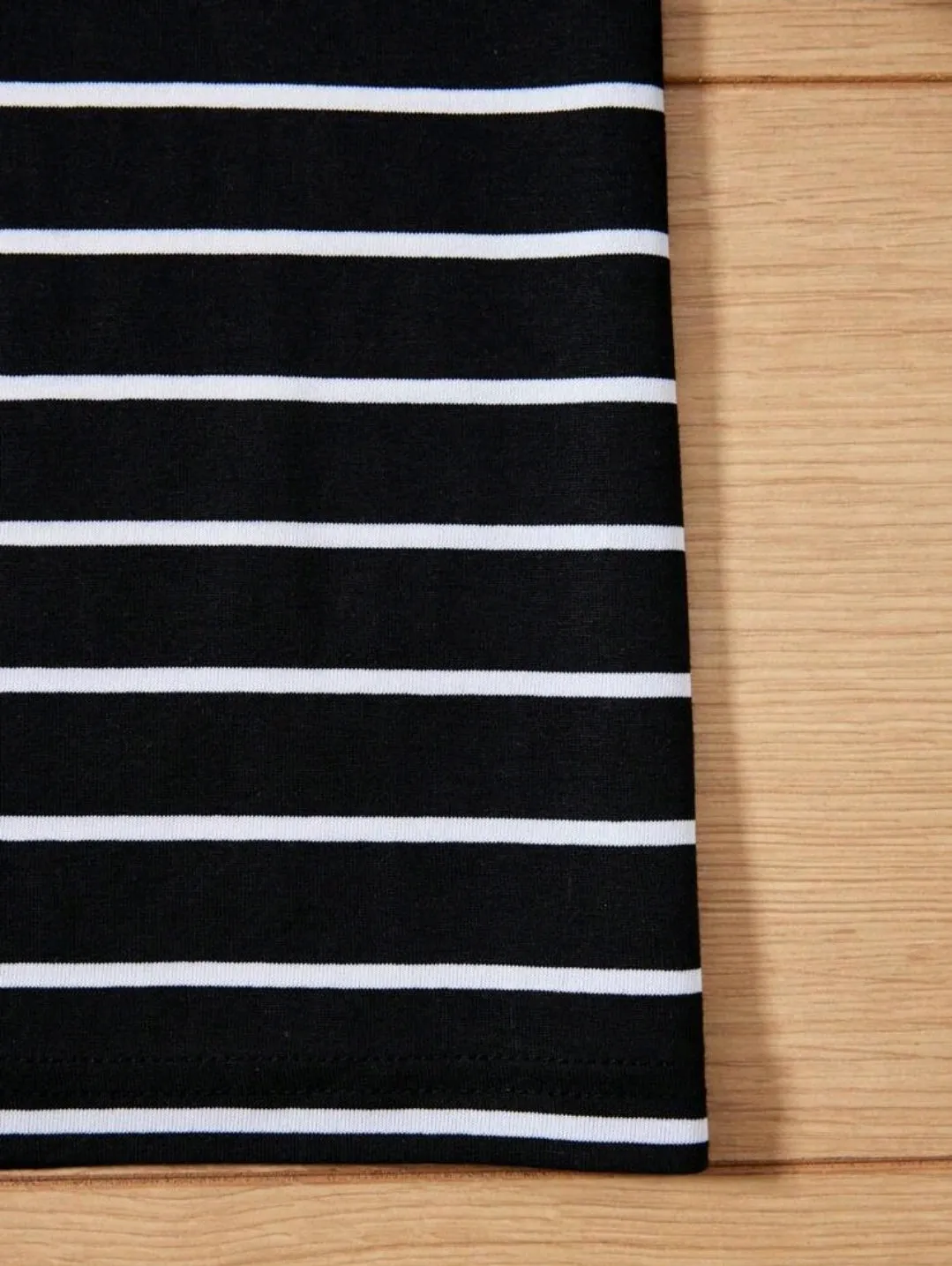 French Striped Mix Match Dress with Button Detail