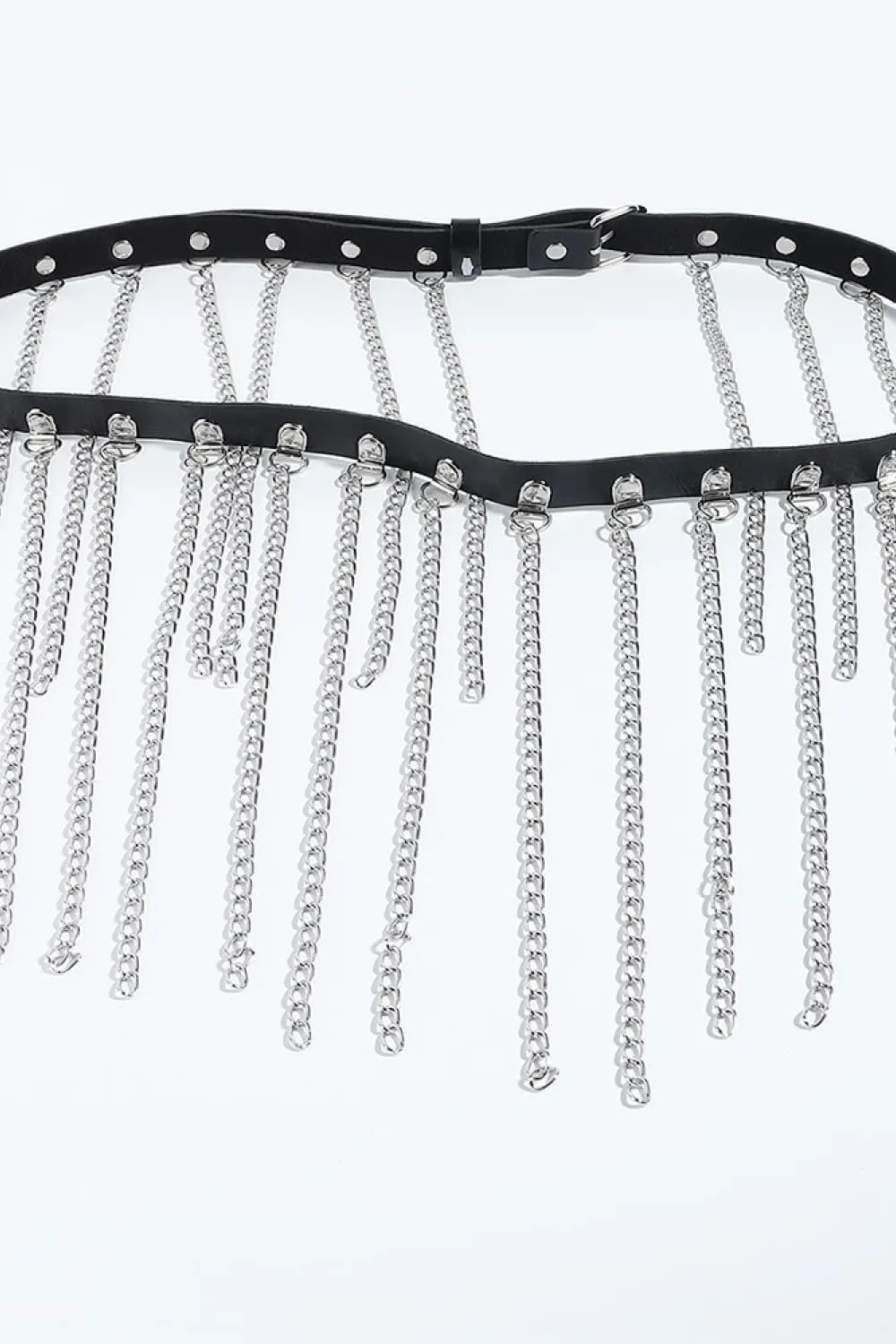 Fringed Chain PU Leather Belt – Edge Meets Elegance