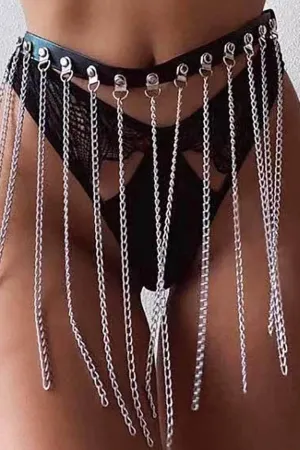 Fringed Chain PU Leather Belt – Edge Meets Elegance