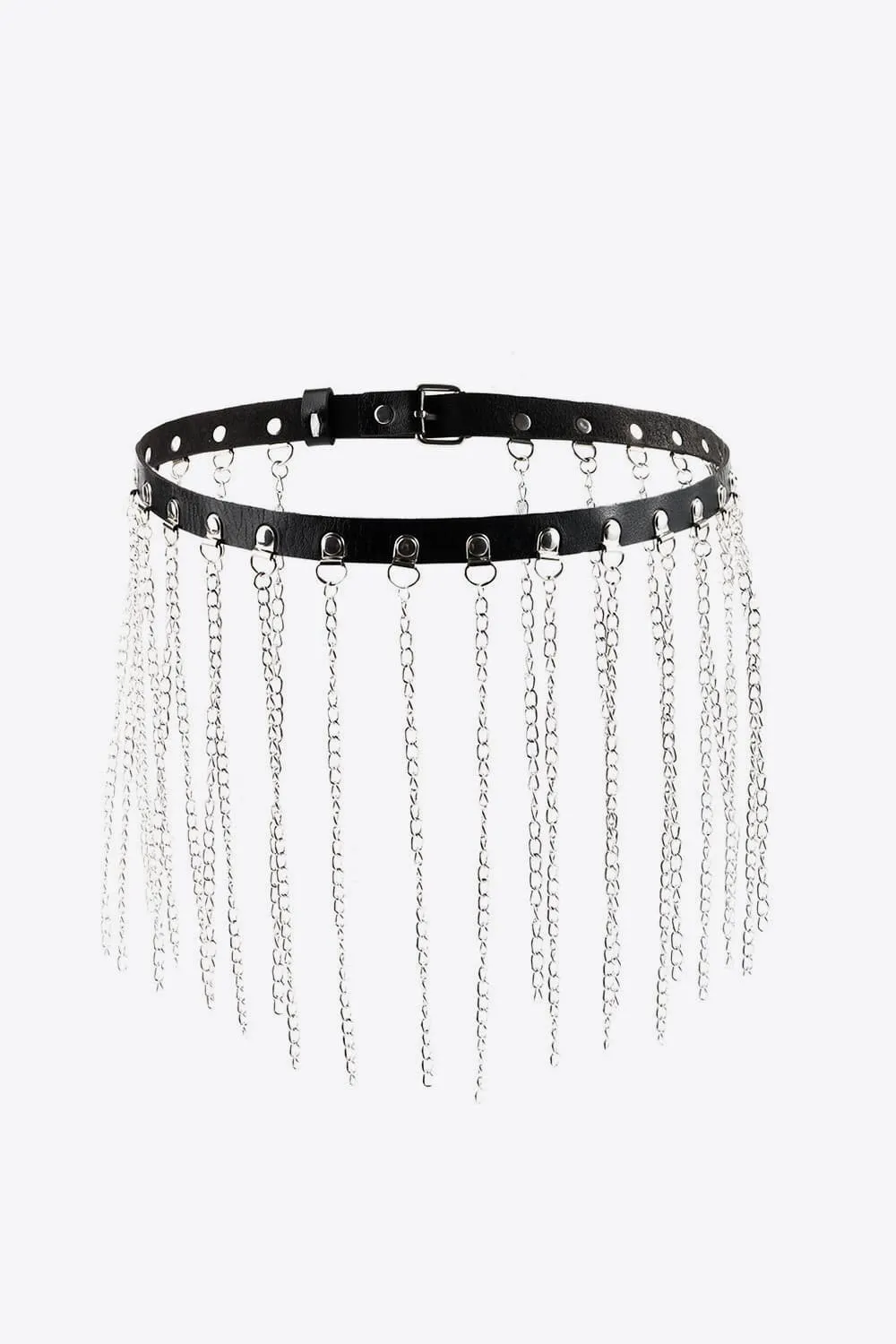 Fringed Chain PU Leather Belt – Edge Meets Elegance