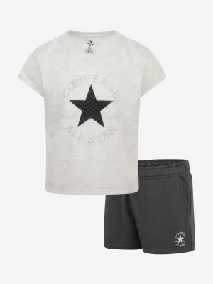 Girls Boxy T-Shirt and Shorts Set in Grey