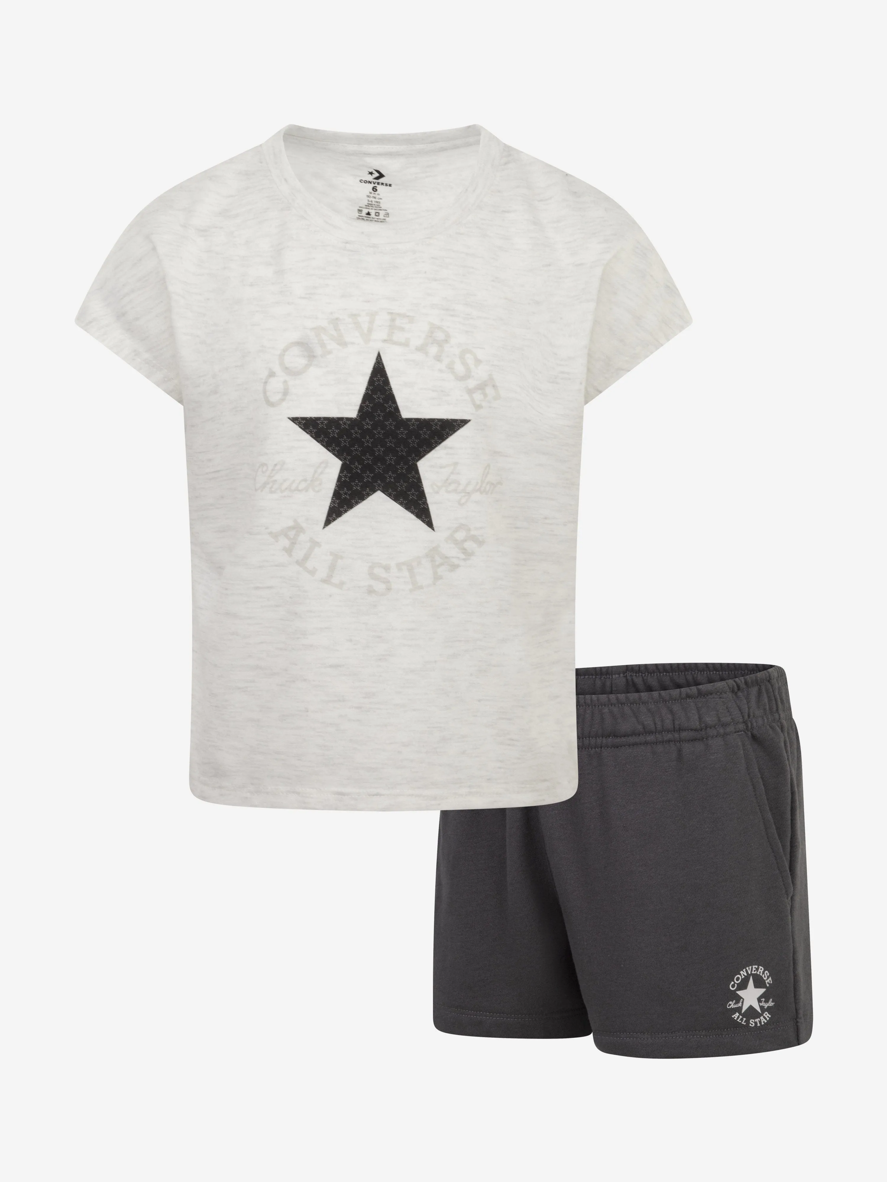 Girls Boxy T-Shirt and Shorts Set in Grey