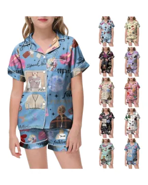Girls' Taylor Swift Patterned Shirt and Shorts Pyjama Set