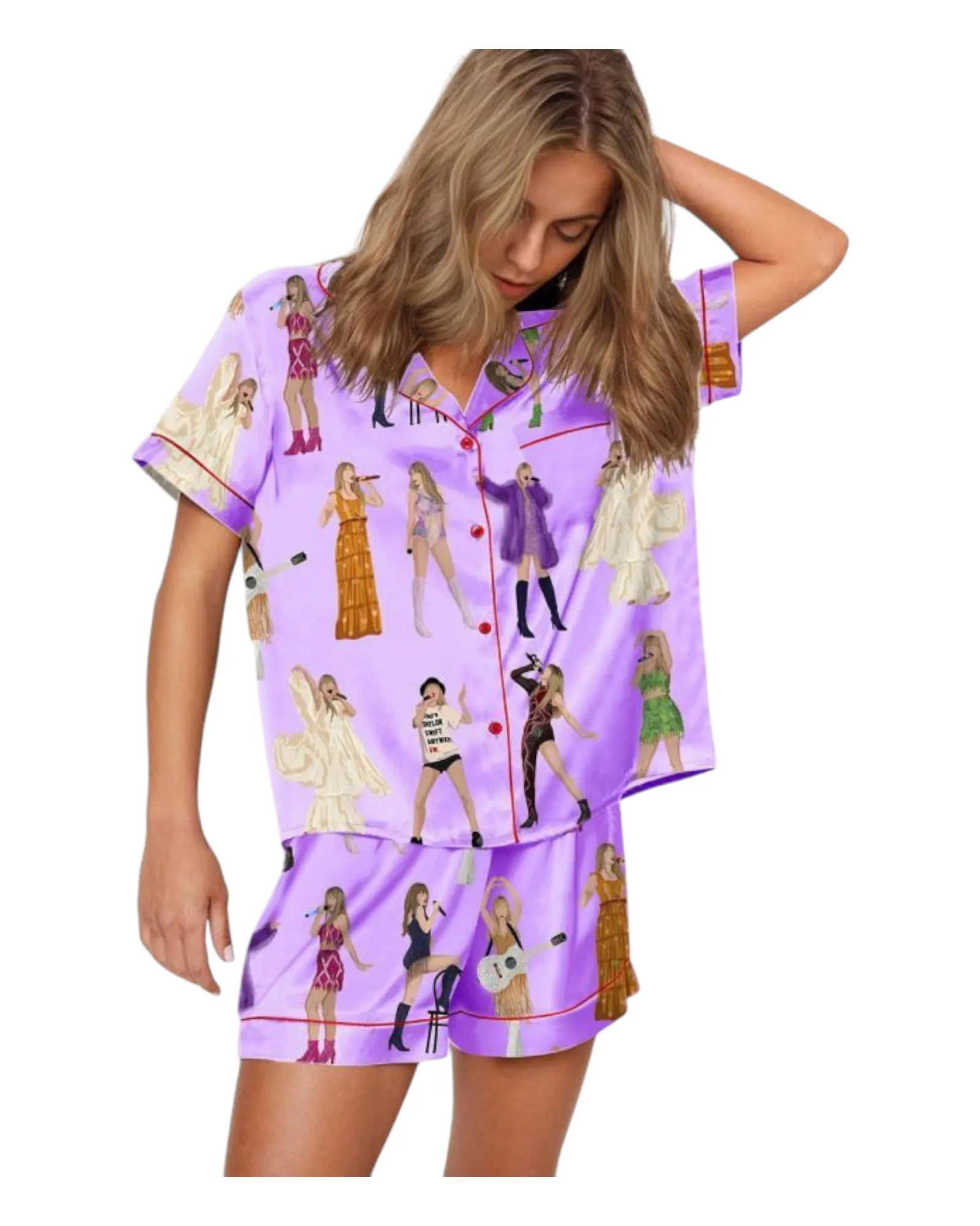 Girls' Taylor Swift Patterned Shirt and Shorts Pyjama Set