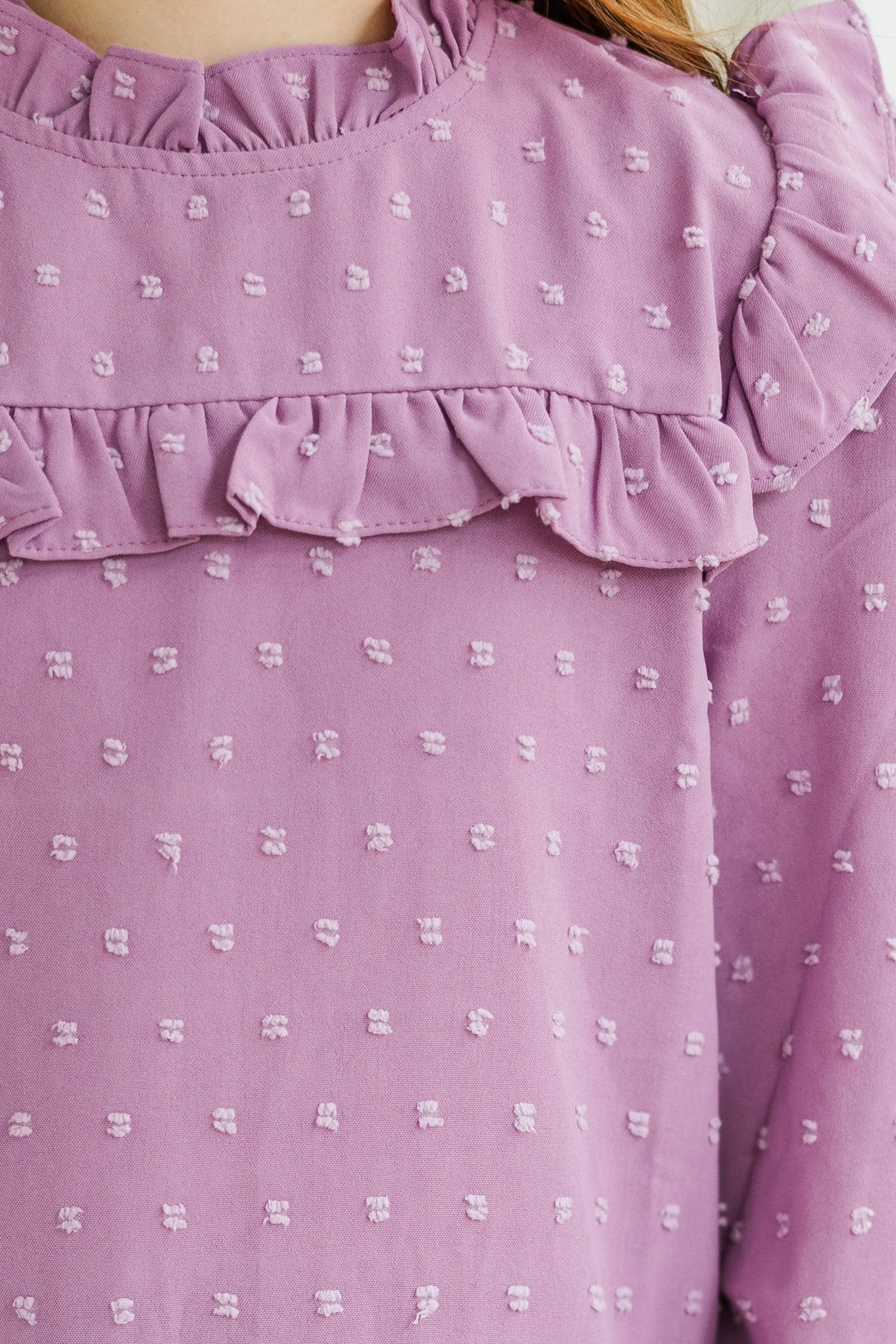 Girls: The Emily Mauve Pink Ruffled Blouse