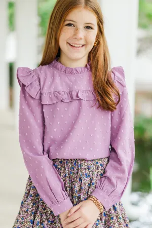 Girls: The Emily Mauve Pink Ruffled Blouse