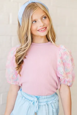 Girls: Who You Are Pink Floral Puff Sleeve Blouse