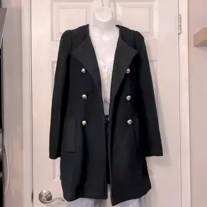 God Is Girl Double Breasted Black Coat Sz M