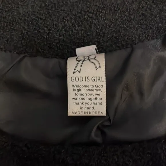 God Is Girl Double Breasted Black Coat Sz M