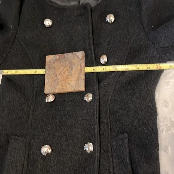God Is Girl Double Breasted Black Coat Sz M