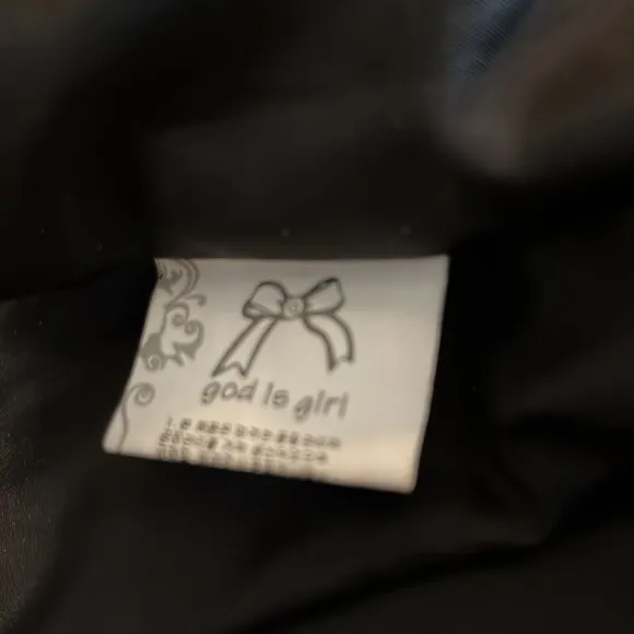 God Is Girl Double Breasted Black Coat Sz M