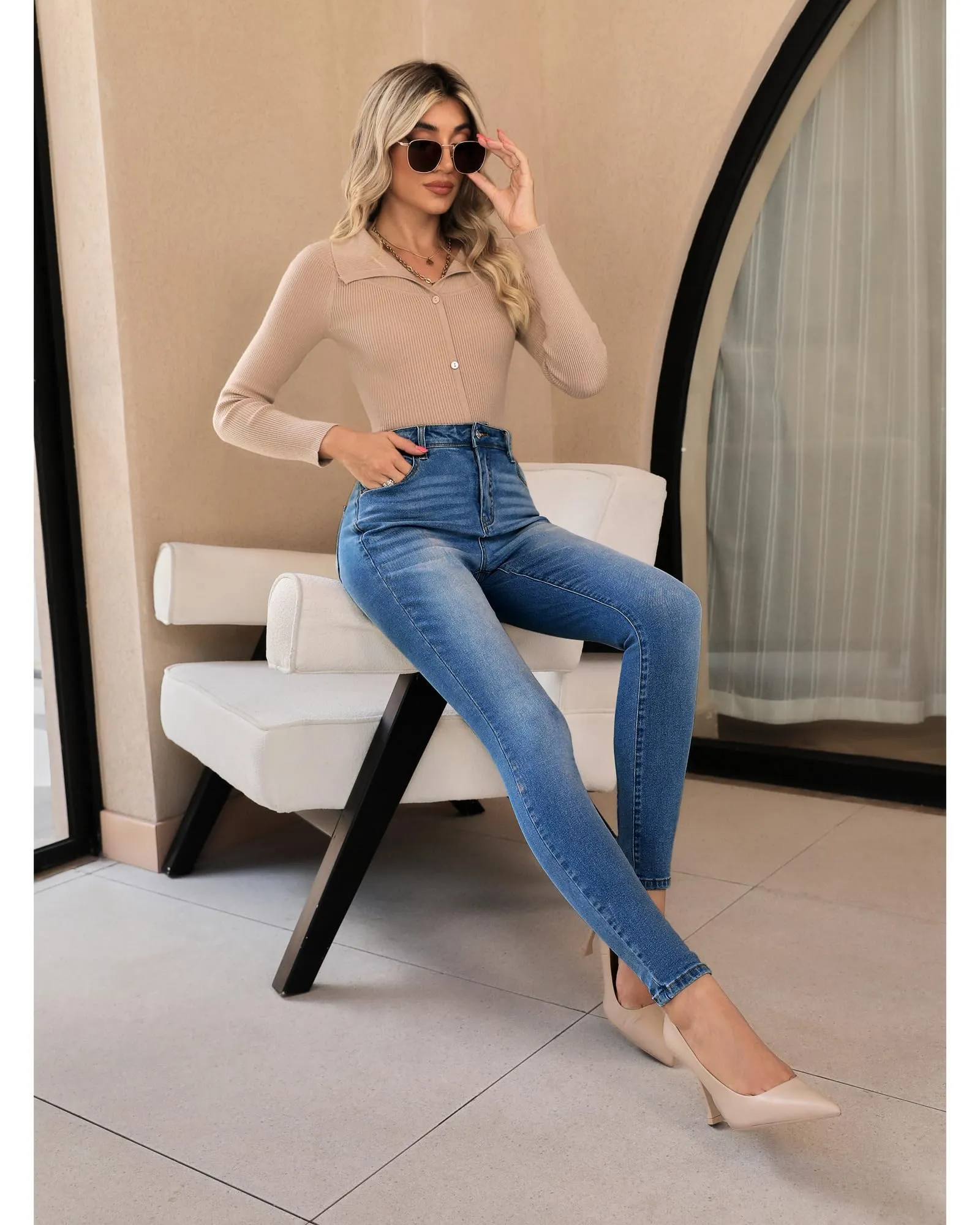GRAPENT Jeans Women Jean Leggings for Women High Waisted Tummy Control Pants Colored Skinny Jeans for Women High Waist Jeggings Cute Clothes Denim Outfit Color Dark Blue