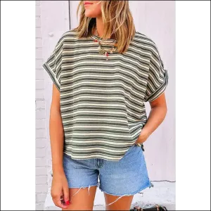Green Stripe Textured Tee: so Comfy, It's Practically Illegal 🤫