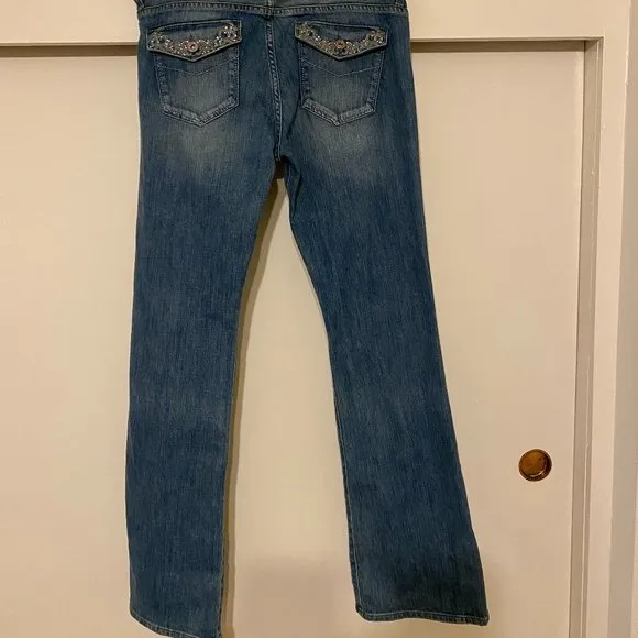 Guess Foxy Flare Jeans Flare Low Rise Stretch Embellished Denim NWT 32