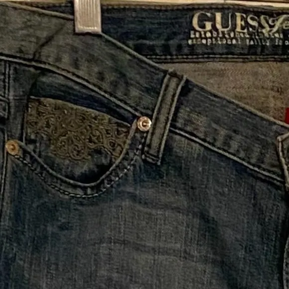Guess Foxy Flare Jeans Flare Low Rise Stretch Embellished Denim NWT 32