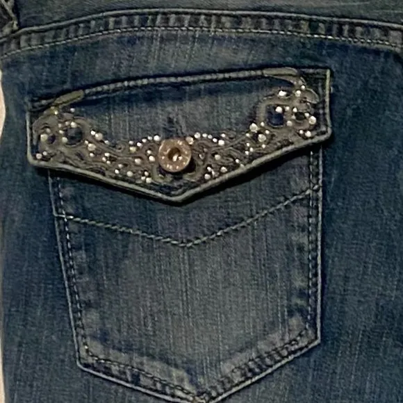 Guess Foxy Flare Jeans Flare Low Rise Stretch Embellished Denim NWT 32